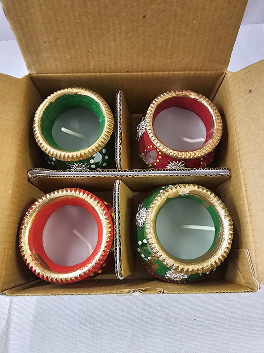 Festive Matka Candle 4pc 4.5CMx5.5CM