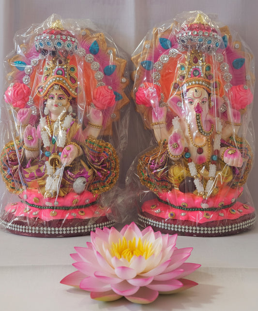 Lakshmi and Ganesha Set (Pink Box)-8inch