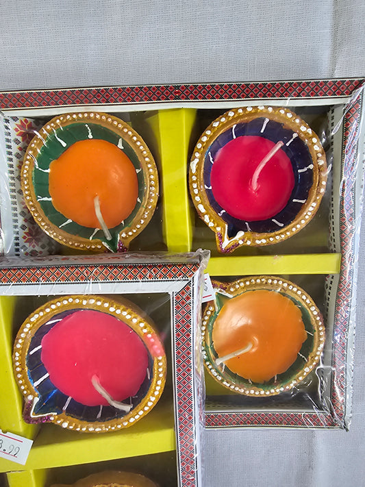Festive Painted Diya Candel 4pc 2.3CMx5.6CM