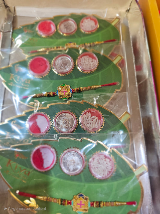 Leaf Shaped Rakhi Thali Set